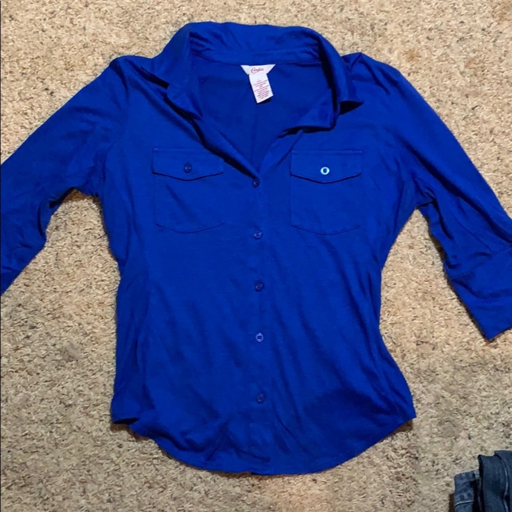 button up 3/4 blouse